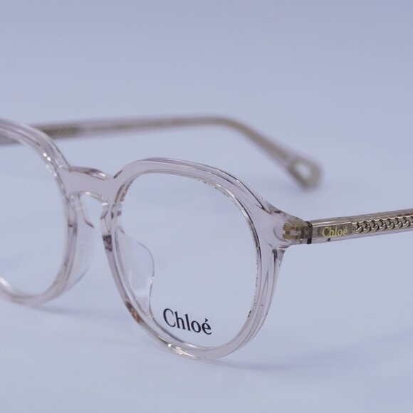 Chloe CH0012OA 001 Eyeglasses Transparent Pink 50mm Round Frame - Picture 6 of 11